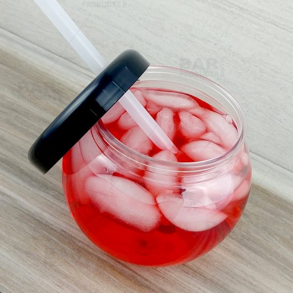 BarConic® Clear Fishbowl Plastic Drinkware - 20 ounce -  With Lid and Straw Cheap - Image 2