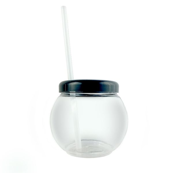 BarConic® Clear Fishbowl Plastic Drinkware - 20 ounce -  With Lid and Straw Cheap