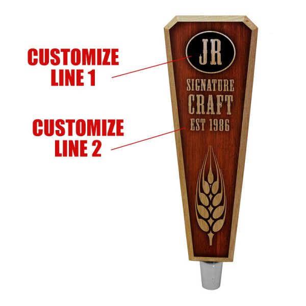 Oak Wood Beer Tap Handles - Flared Shape - Initial Signature Craft Fashion - Image 2