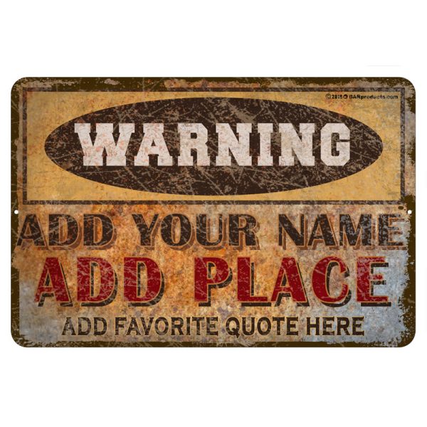CUSTOMIZABLE Vintage Metal Bar Sign - 12  x 18  - Warning Online now