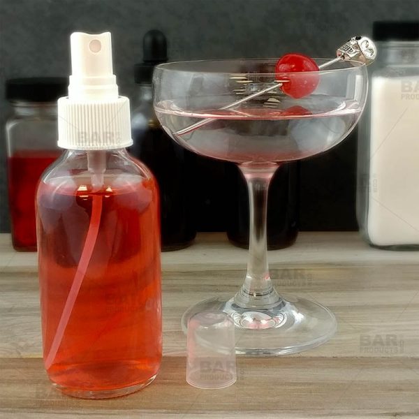 Boston Round Craft Bartending Bottle w  White Atomizer - Clear 4oz Online now - Image 3