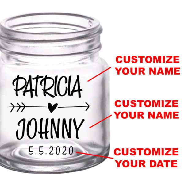 CUSTOMIZABLE - 2oz Clear Mini Mason Jar Shot Glass - Heart Arrow Online - Image 2