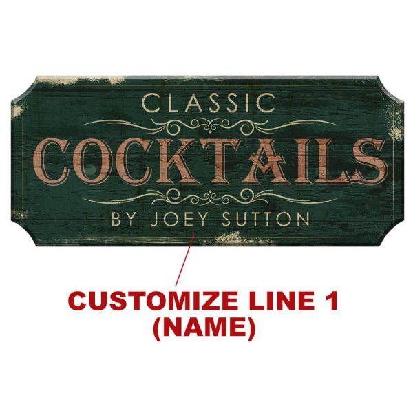 CUSTOMIZABLE Wood Plaque Sign - CLASSIC COCKTAILS - Color Options on Sale - Image 2