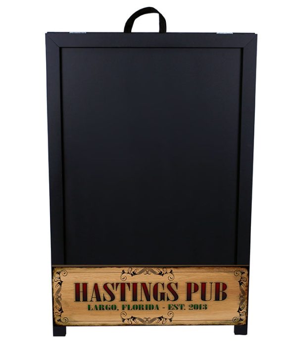ADD YOUR NAME  A-Frame Sidewalk Chalkboard Sign – Double Sided - Wood Finish Options - Design 1 on Sale - Image 4
