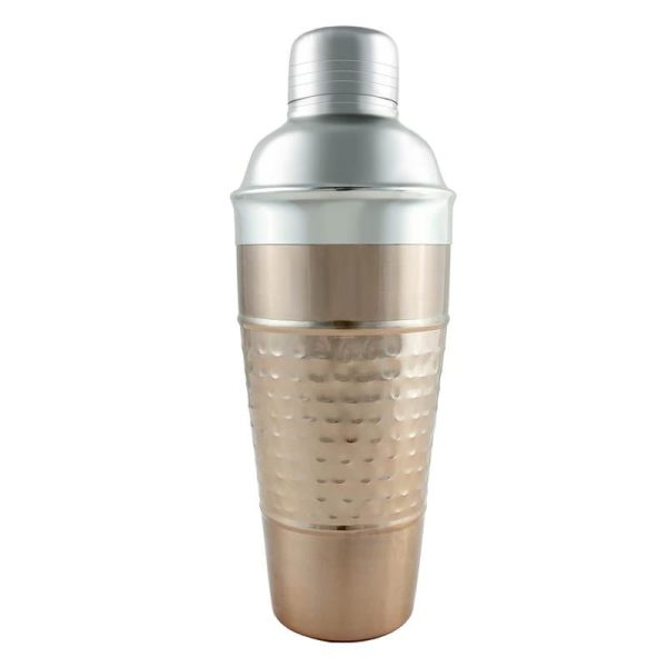 3 piece Cocktail Shaker - Hammered Copper   Stainless Steel - 28 ounce Sale