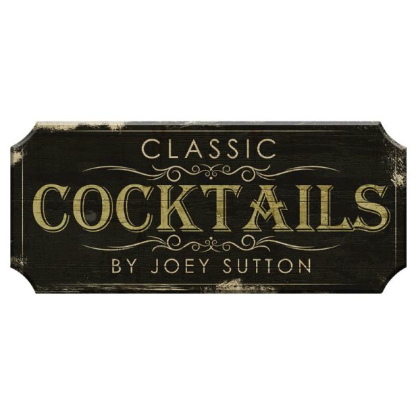 CUSTOMIZABLE Wood Plaque Sign - CLASSIC COCKTAILS - Color Options on Sale