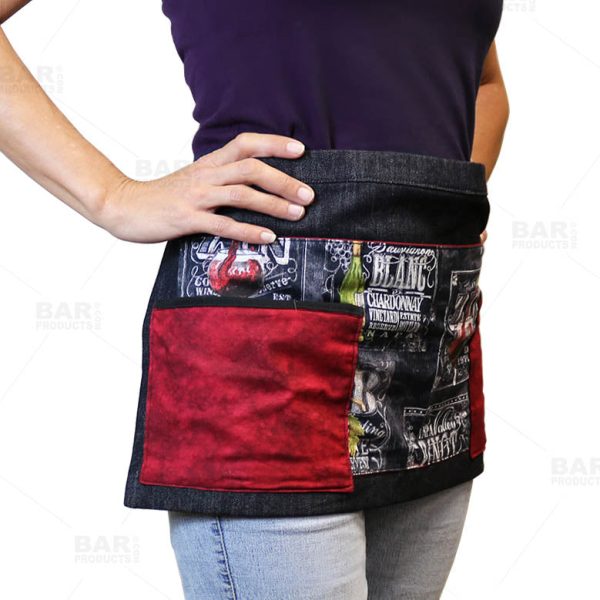 Designer Apron - Wine Patchwork Pattern - 5 Compartment Online now - Image 4