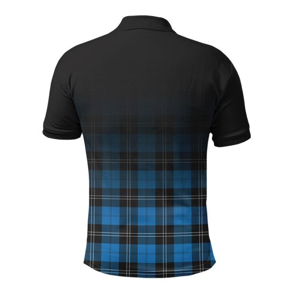 Ramsay Blue Ancient Tartan Crest Polo Shirt - Thistle Black Style on Sale - Image 2