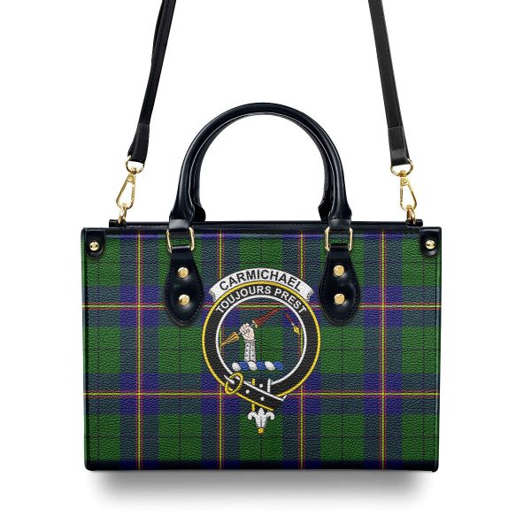 Carmichael Modern Tartan Crest Leather Handbag Discount - Image 4