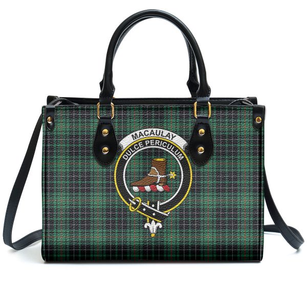 MacAulay Hunting Ancient Tartan Crest Leather Handbag Fashion - Image 2
