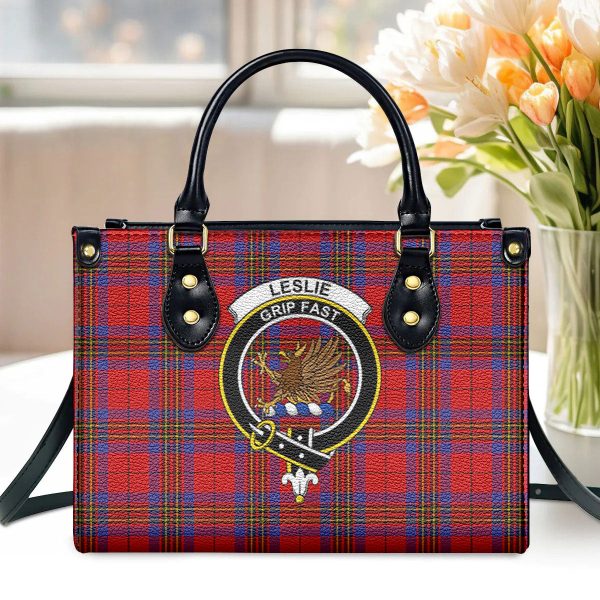 Leslie Modern Tartan Crest Leather Handbag Sale