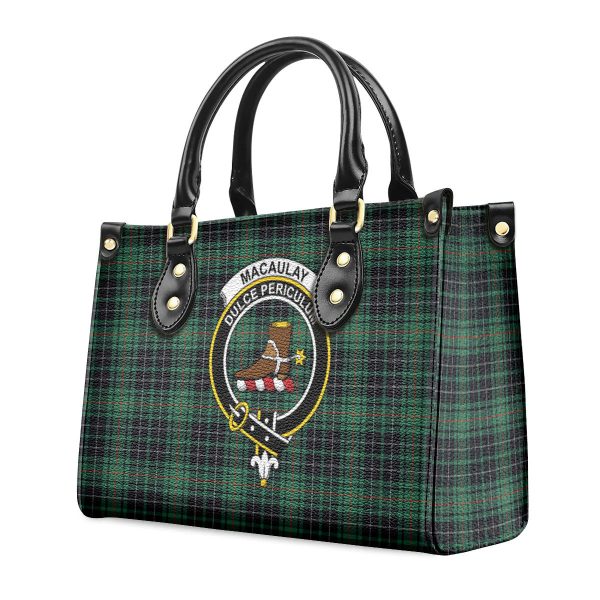 MacAulay Hunting Ancient Tartan Crest Leather Handbag Fashion - Image 3