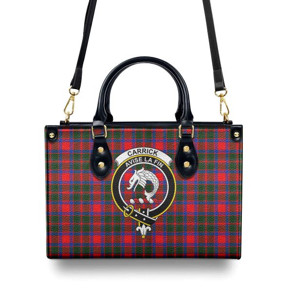 Carrick District Tartan Crest Leather Handbag on Sale - Image 4