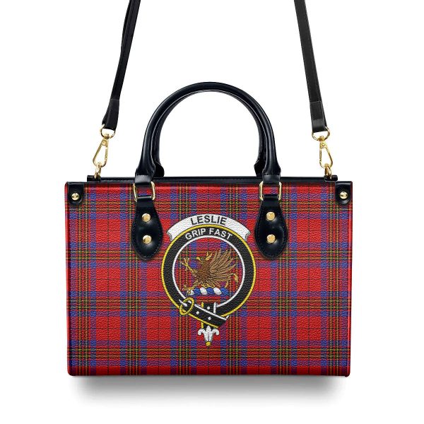 Leslie Modern Tartan Crest Leather Handbag Sale - Image 4