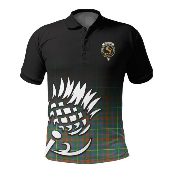 McKintosh Hunting Ancient Tartan Crest Polo Shirt - Thistle Black Style on Sale