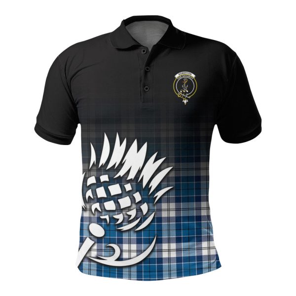 Roberton Tartan Crest Polo Shirt - Thistle Black Style Discount