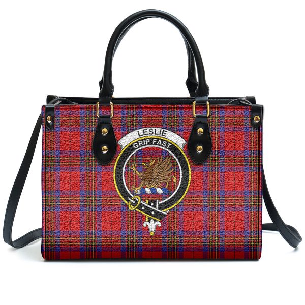 Leslie Modern Tartan Crest Leather Handbag Sale - Image 2