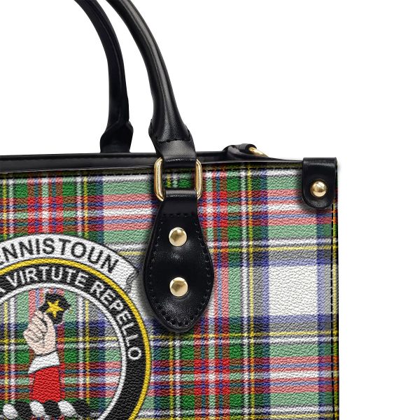 Dennistoun Tartan Crest Leather Handbag Online - Image 5