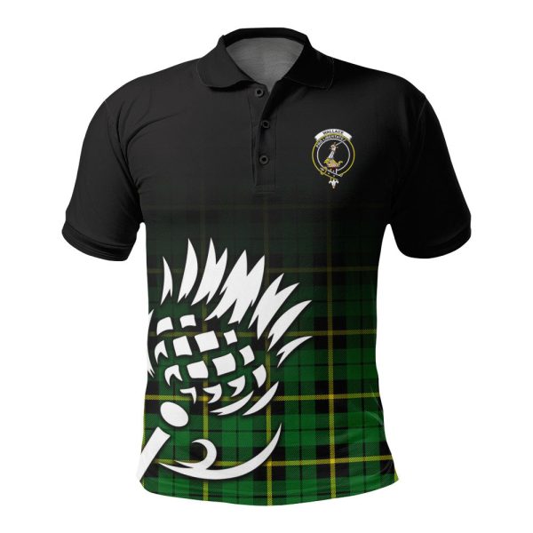 Wallace Hunting Modern Tartan Crest Polo Shirt - Thistle Black Style Sale