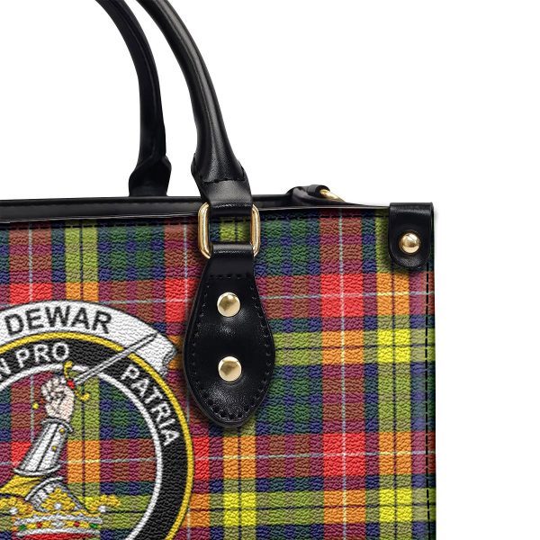 Dewar Tartan Crest Leather Handbag For Cheap - Image 5