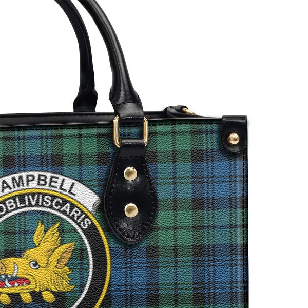 Campbell Ancient 02 Tartan Crest Leather Handbag on Sale - Image 5