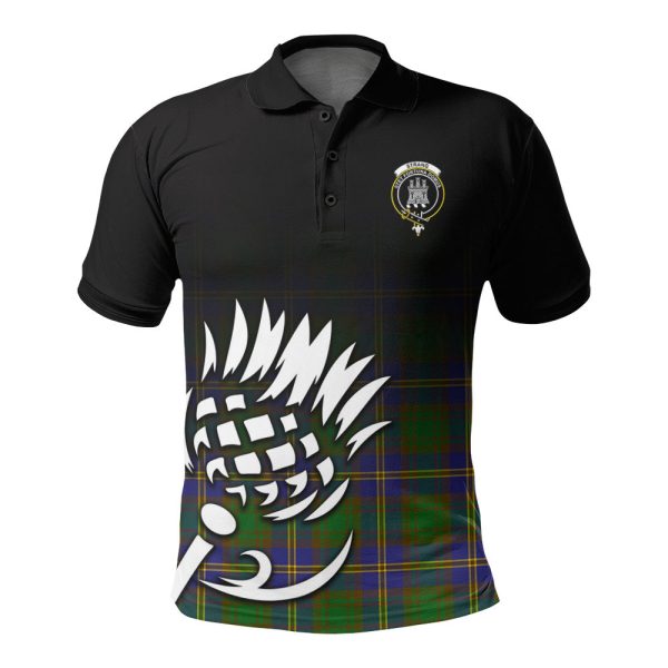 Strang (or Strange) Tartan Crest Polo Shirt - Thistle Black Style Online