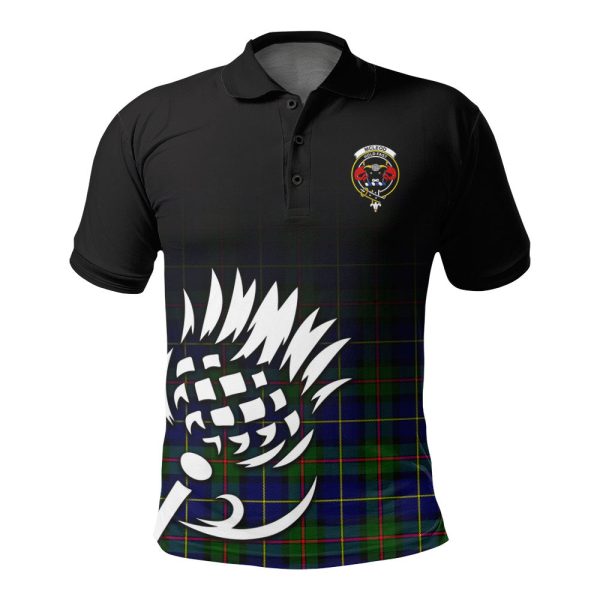 McLeod of Harris Modern Tartan Crest Polo Shirt - Thistle Black Style For Cheap