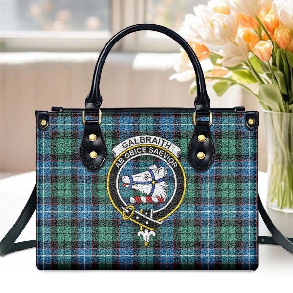 Galbraith Ancient Tartan Crest Leather Handbag Online now