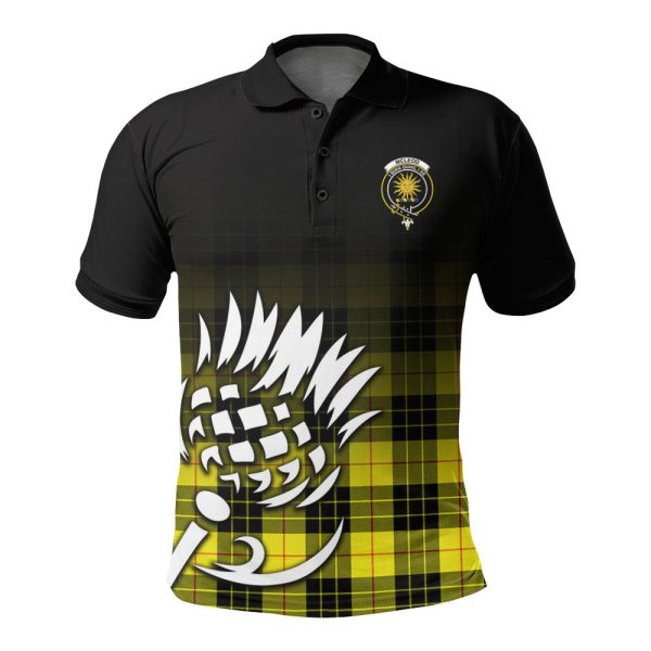 McLeod of Lewis Modern Tartan Crest Polo Shirt - Thistle Black Style For Cheap