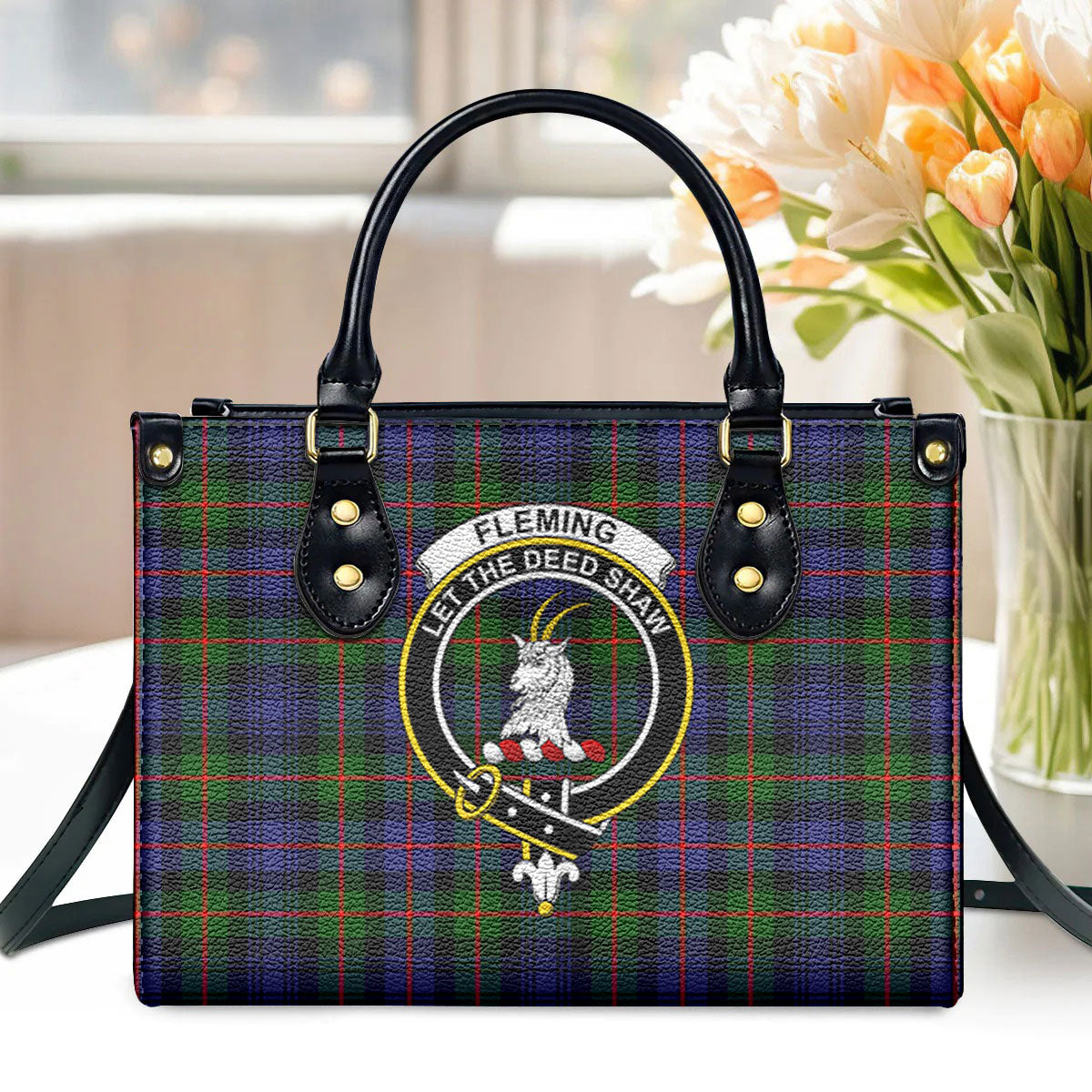 Fleming Tartan Crest Leather Handbag Discount