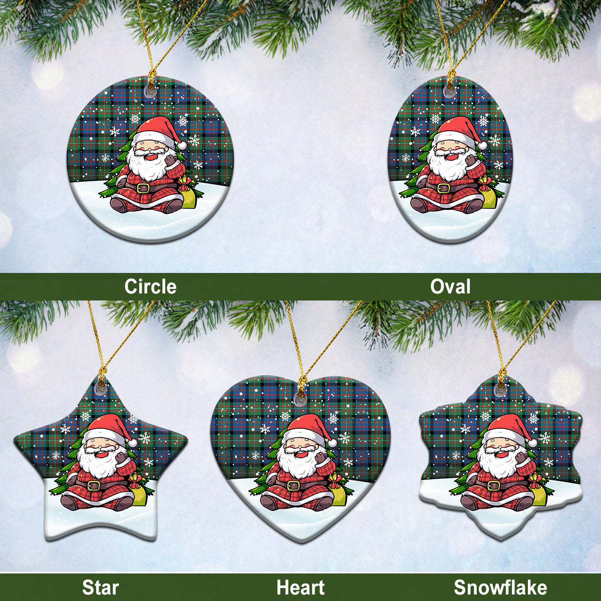 MacDonnell of Glengarry Ancient Tartan Christmas Ceramic Ornament – Scottish Santa Style Discount