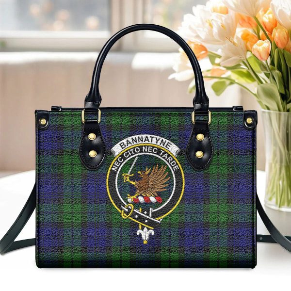 Bannatyne Tartan Crest Leather Handbag For Cheap