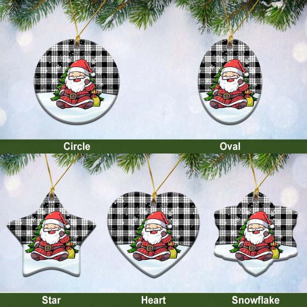 MacFarlane Black _ White Tartan Christmas Ceramic Ornament - Scottish Santa Style Online Hot Sale